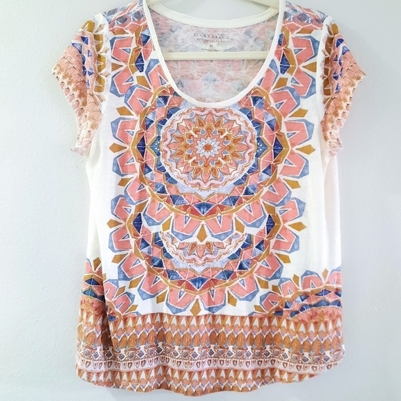 Lucky Brand Bohemian Linen Tee M - Picture 1 of 4
